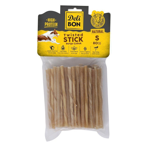 Delibon İnce Deri Burgu Çubuk Köpek Ödülü Naturel