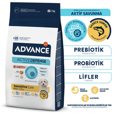 Advance Mini Sensitive Somonlu Küçük Irk Yetişkin Köpek Maması 7 KG  | SRC: Barcode: 8410650582825