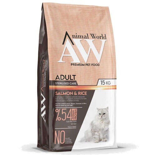Animal World Somonlu Kısırlaştırılmış Yetişkin Kedi Maması 15 KG  | SRC: Barcode: 8682328740879