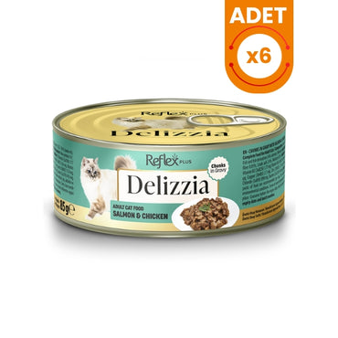 Reflex Plus Delizzia Sos İçinde Parça Etli Somonlu ve Tavuklu Yetişkin Konserve Kedi Maması