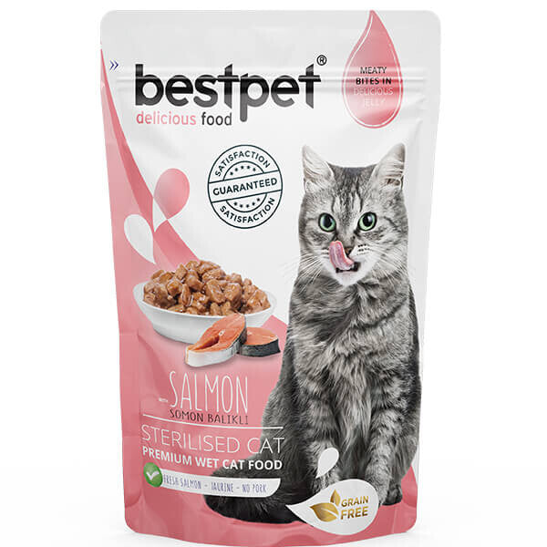 Bestpet Sterilised Jelly Pouch Somonlu Kedi Konservesi 85 GR  | SRC: Barcode: 8681465603429