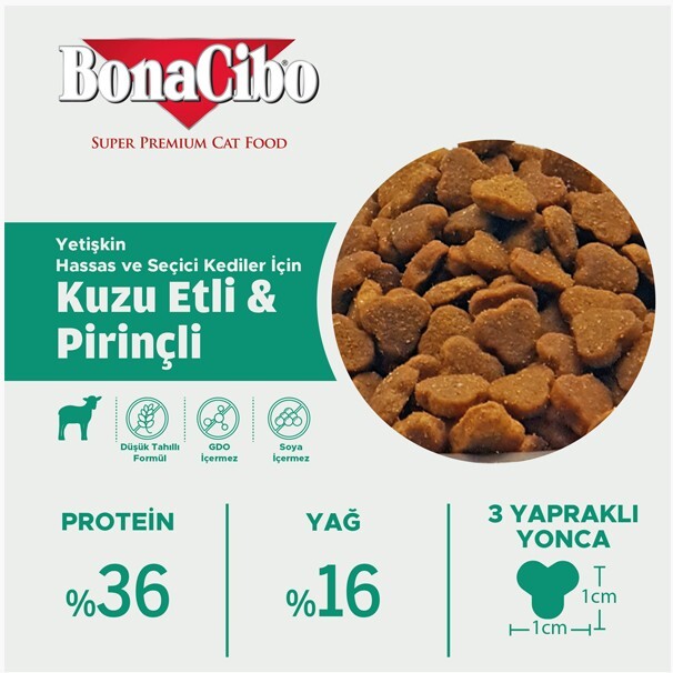 Bonacibo Kuzu Etli Ve Pirinçli Yetişkin Kedi Maması 2 KG  | SRC: Barcode: 8694686406120
