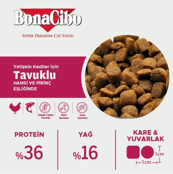 Bonacibo Tavuklu (hamsi Ve Pirinç Eşliğinde) Yetişkin Kedi Maması 2 KG  | SRC: Barcode: 8694686406090
