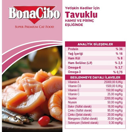 Bonacibo Tavuklu (hamsi Ve Pirinç Eşliğinde) Yetişkin Kedi Maması 2 KG  | SRC: Barcode: 8694686406090