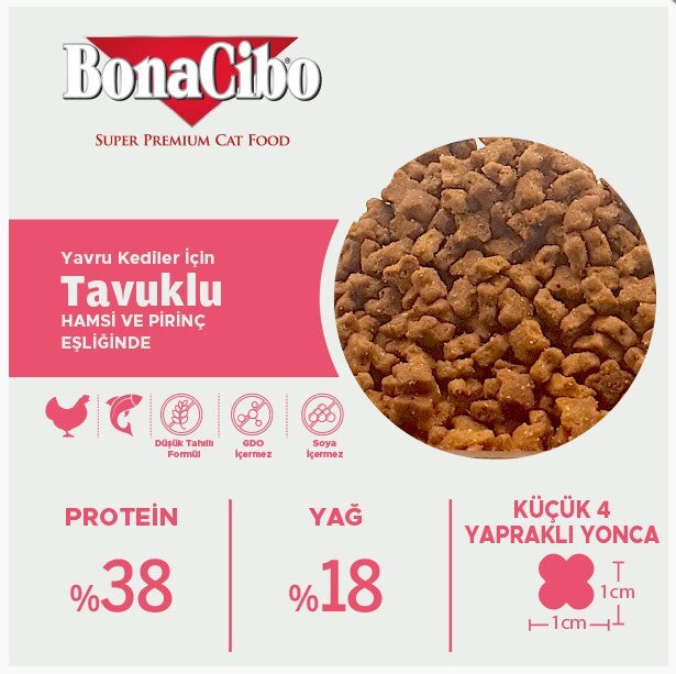 Bonacibo Tavuklu (hamsi Ve Pirinç Eşliğinde) Yavru Kedi Maması 1.5 KG  | SRC: Barcode: 8694686406083