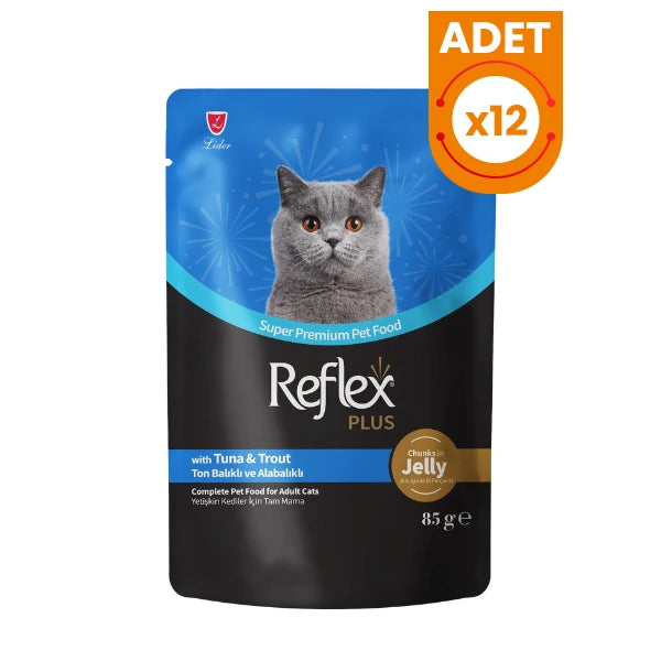 Reflex Plus Jöle İçinde Ton Balıklı ve Alabalıklı Pouch Yetişkin Konserve Kedi Maması
