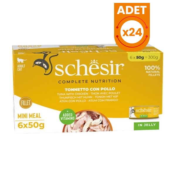 Schesir Tam ve Dengeli Jöle İçinde Ton Balıklı ve Tavuklu Yetişkin Konserve Kedi Maması