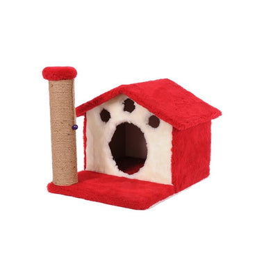 PetBurger | CatHome - Minimalist Sisal Tırmalama Direkli Peluş Kedi Evi 1 Adet Kırmızı  | SRC: Barcode: 0739394775576