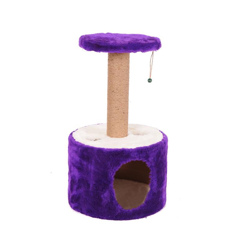PetBurger | CatHome - Modern Sisal Kedi Tırmalama Direği ve Kapalı Peluş Kedi Evi 1 Adet Mor  | SRC: Barcode: 0739394775569