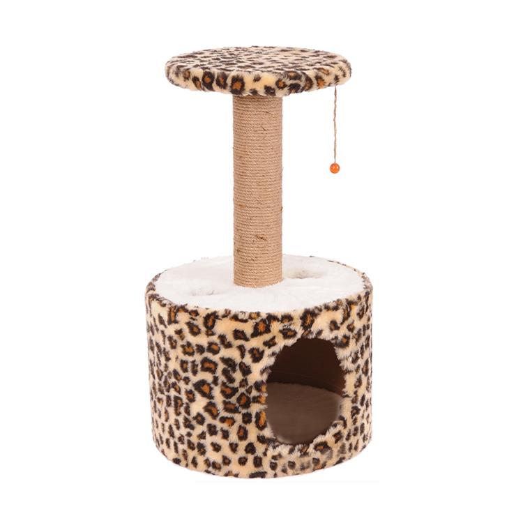 PetBurger | CatHome - Modern Sisal Kedi Tırmalama Direği ve Kapalı Peluş Kedi Evi 1 Adet Leopar  | SRC: Barcode: 0739394775569