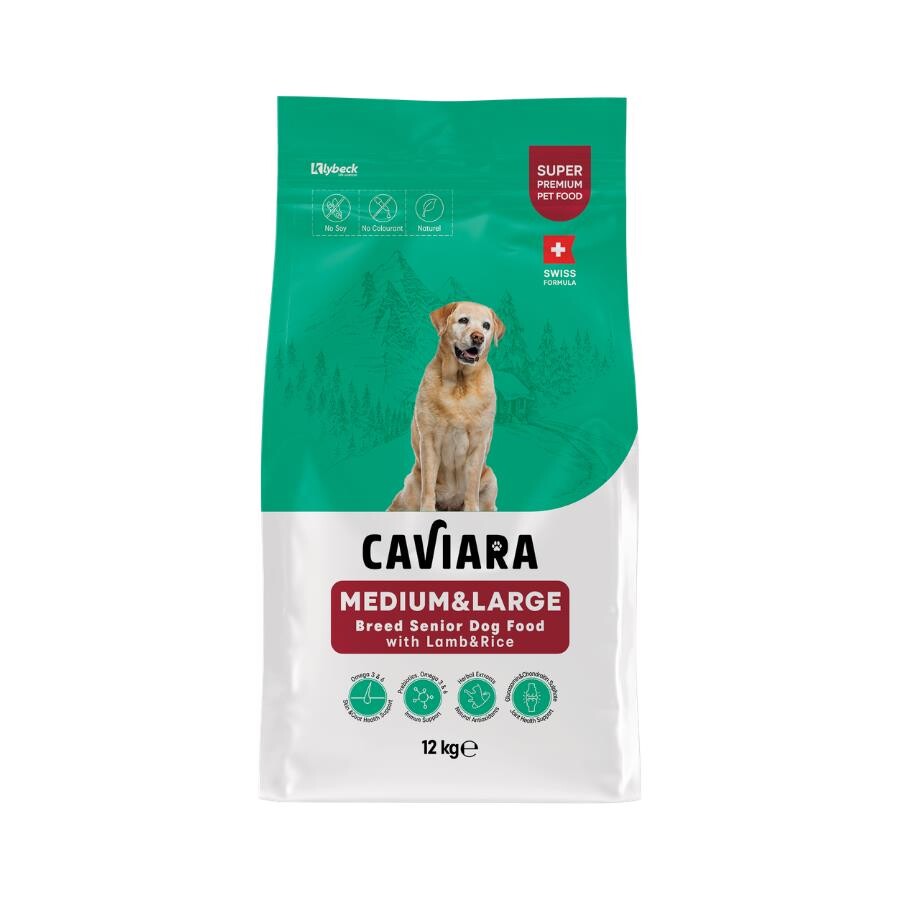 Caviara Kuzu Etli Ve Pirinçli Orta Ve Büyük Irk Yaşlı Köpek Maması 12 KG  | SRC: Barcode: 7640297841219