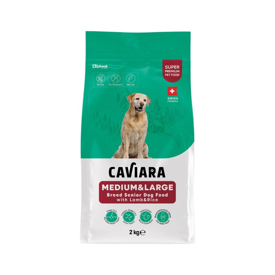 Caviara Kuzu Etli Ve Pirinçli Orta Ve Büyük Irk Yaşlı Köpek Maması 2 KG  | SRC: Barcode: 7640297841202