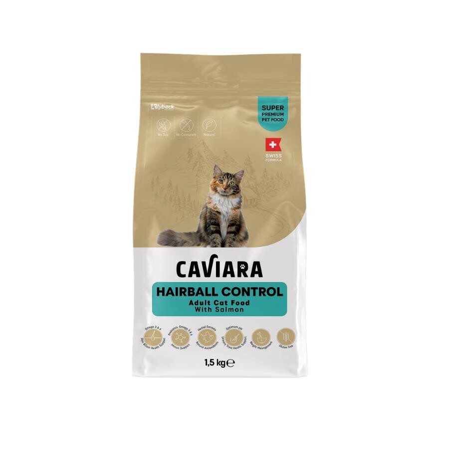 Caviara Tüy Yumağı Kontrolü(hairball) Destekli Somonlu Yetişkin Kedi Maması 1.5 KG  | SRC: Barcode: 7640297841332