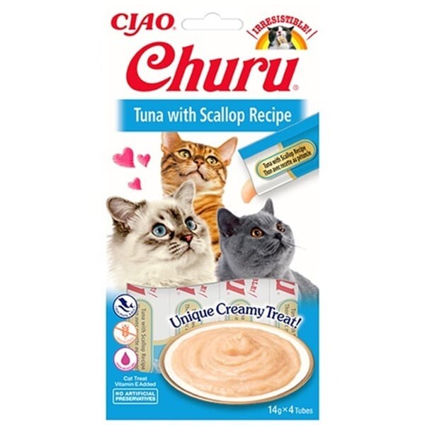 Ciao Churu Cream Ton Balıklı Ve Deniz Taraklı Kedi Ödül Kreması 4 X 14 GR  | SRC: Barcode: 8859387700704