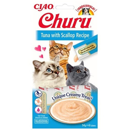Ciao Churu Cream Ton Balıklı Ve Deniz Taraklı Kedi Ödül Kreması 4 X 14 GR  | SRC: Barcode: 8859387700704