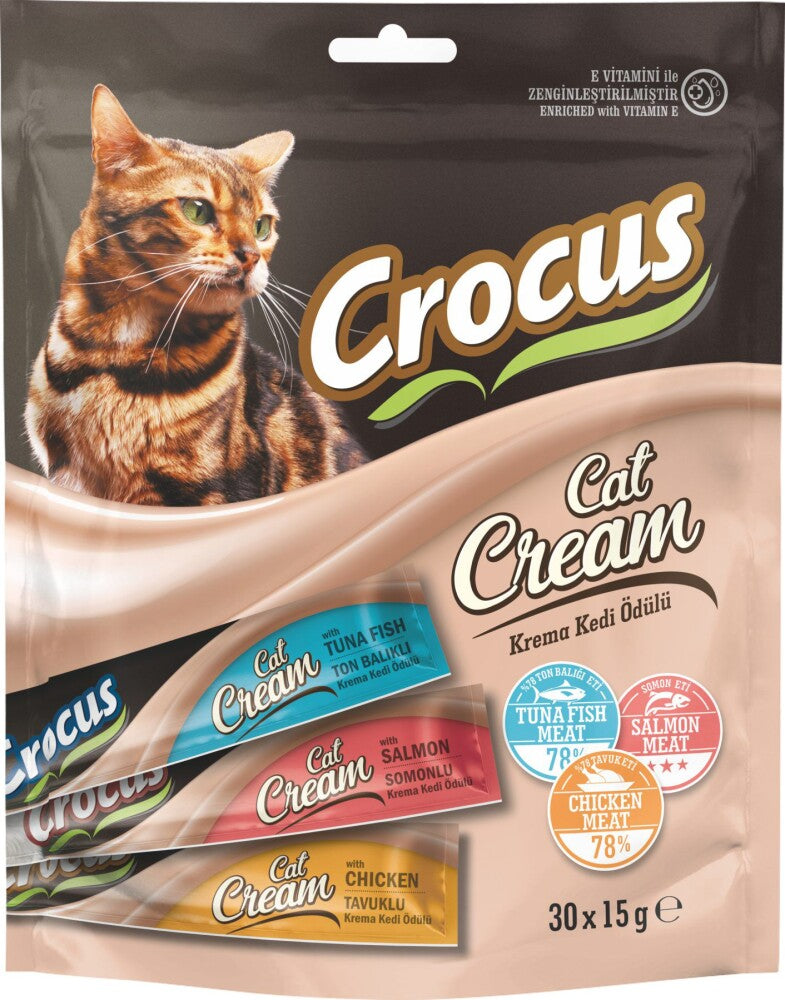 Crocus Çoklu Tavuklu & Ton Balıklı & Somonlu Krema Kedi Ödülü 30 X 15 GR  | SRC: Barcode: 8681085429867