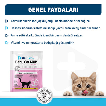 OneVet Baby Cat Milk Sindirim ve Büyüme Destekleyici Yavru ve Anne Kedi Süt Tozu