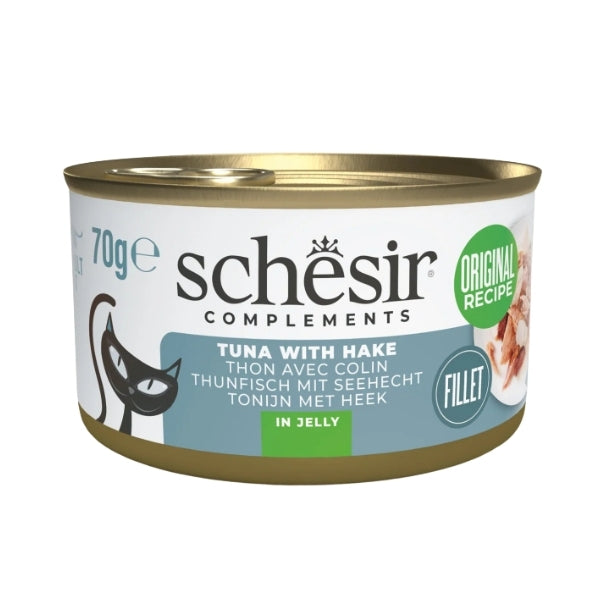 Schesir Tamamlayıcı Jöle İçinde Ton ve Berlam Balıklı Yetişkin Konserve Kedi Maması