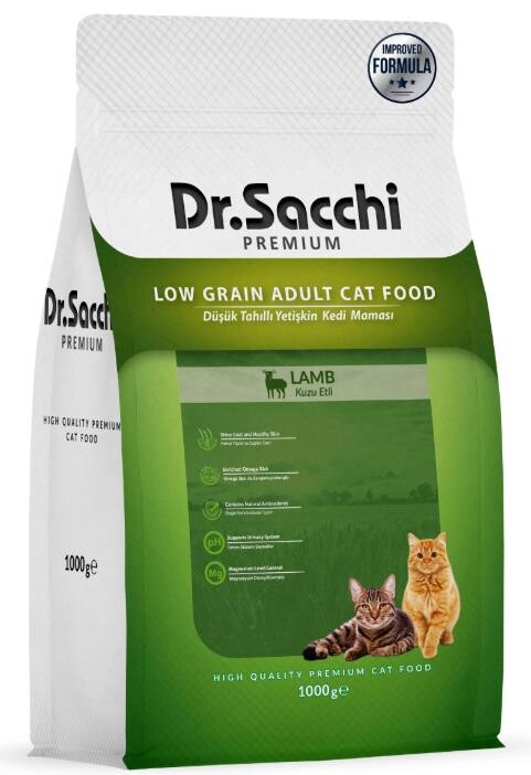 Dr. Sacchi Premium Düşük Tahıllı Kuzu Etli Yetişkin Kedi Maması 1 KG  | SRC: Barcode: 8690286595042