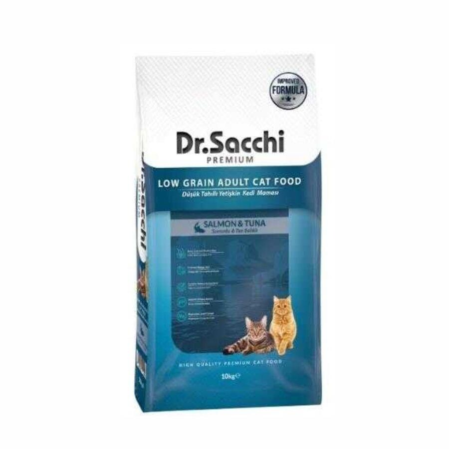 Dr. Sacchi Premium Düşük Tahıllı Somonlu Ve Ton Balıklı Yetişkin Kedi Maması 10 KG  | SRC: Barcode: 8690286594670