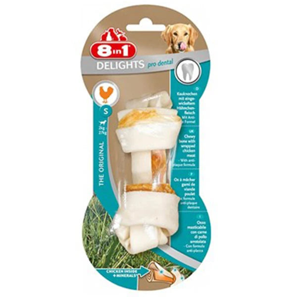 8in1 Delights Pro Dental Düğümlü Tavuk Etli Köpek Kemik Ödülü