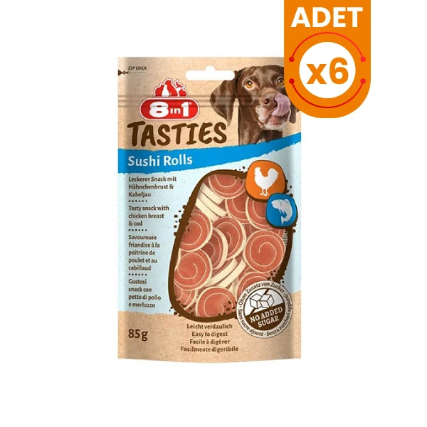 8in1 Tasties Sushi Rolls Tavuklu ve Balıklı Sushi Köpek Ödül Maması