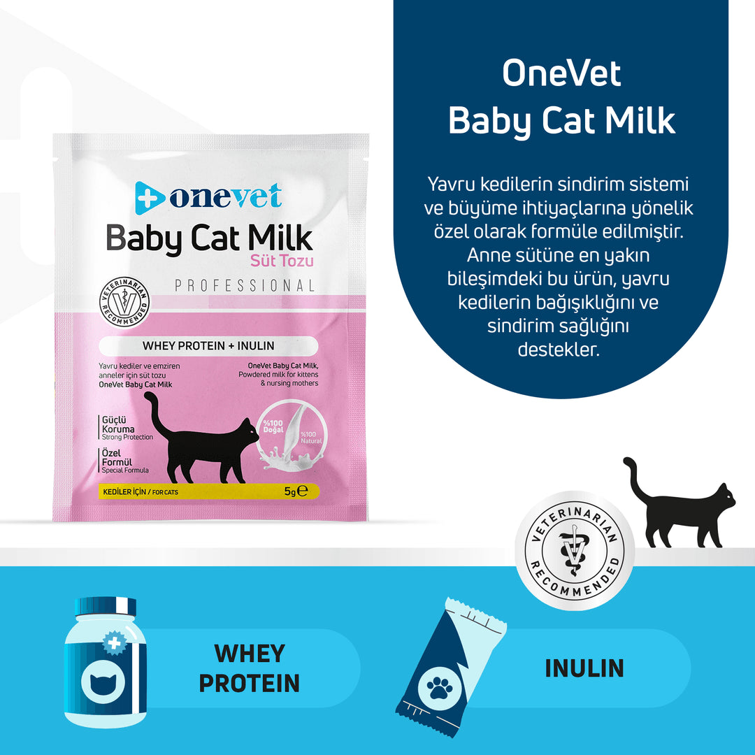 OneVet Baby Cat Milk Sindirim ve Büyüme Destekleyici Yavru ve Anne Kedi Süt Tozu