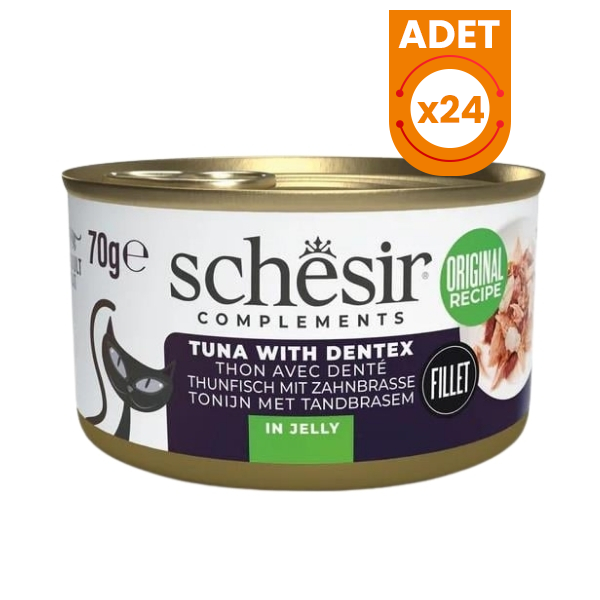 Schesir Tamamlayıcı Jöle İçinde Ton ve Sinarit Balıklı Yetişkin Konserve Kedi Maması