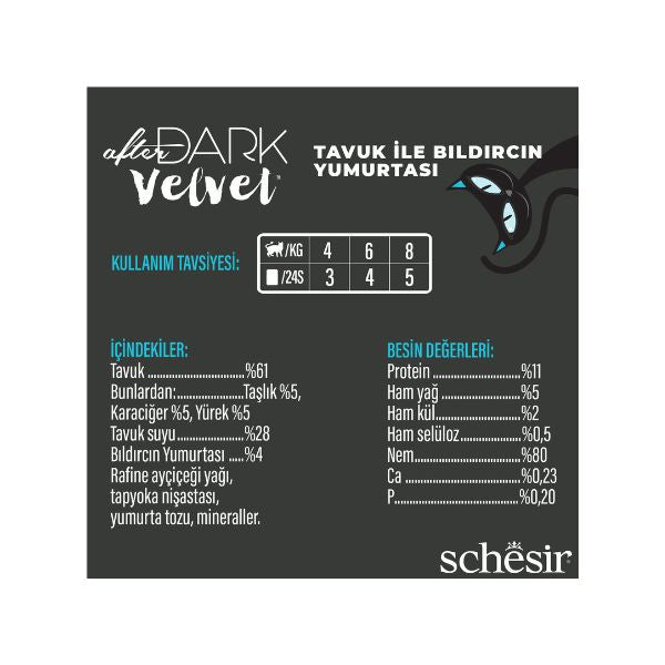 Schesir After Dark Velvet Mousse Tavuklu ve Bıldırcın Yumurtalı Yetişkin Kedi Yaş Maması
