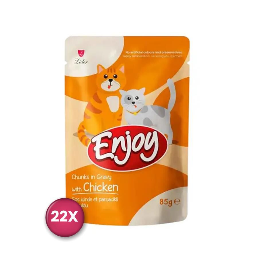 Enjoy Pouch Sos İçinde Et Parçacıklı Tavuklu Yetişkin Kedi Konservesi 85 GR 22 ADET  | SRC: Barcode: 8698995037648-22