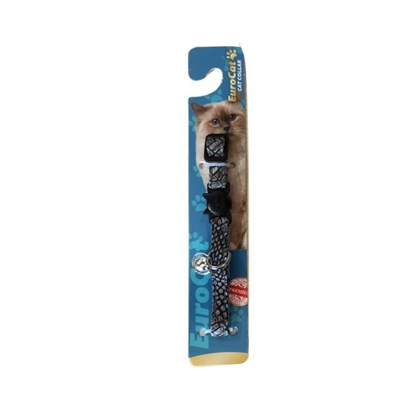 Eurocat Deri Desenli Çıngıraklı Kedi Boyun Tasması 10 MM 28 CM GRI  | SRC: Barcode: 8681144195603