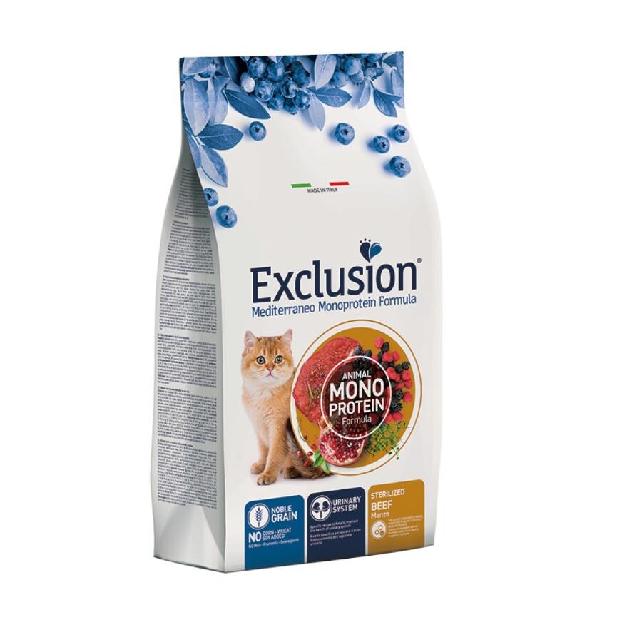 Exclusion Monoprotein Sığır Etli Ve Narlı Düşük Tahıllı Kısırlaştırılmış Kedi Maması 12 KG  | SRC: Barcode: 8011259003768