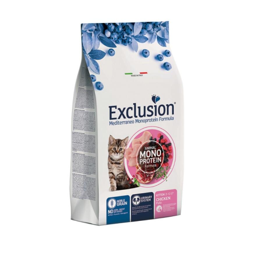 Exclusion Monoprotein Tavuklu Narlı Ve Yaban Mersinli Düşük Tahıllı Yavru Kedi Maması 1.5 KG  | SRC: Barcode: 8011259003669