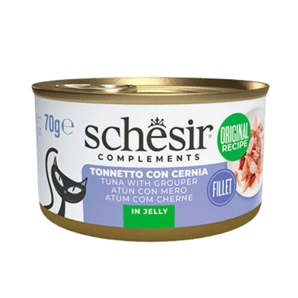 Schesir Tamamlayıcı Jöle İçinde Ton ve Orfoz Balıklı Yetişkin Konserve Kedi Maması