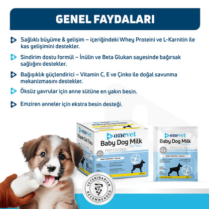 OneVet Baby Dog Milk Sindirim ve Büyüme Destekleyici Yavru ve Anne Köpek Süt Tozu