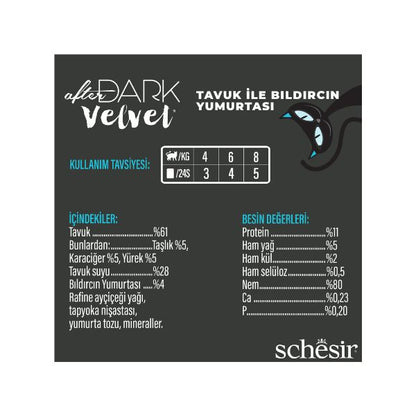Schesir After Dark Velvet Mousse Tavuklu ve Bıldırcın Yumurtalı Yetişkin Kedi Yaş Maması