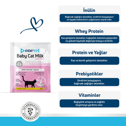 OneVet Baby Cat Milk Sindirim ve Büyüme Destekleyici Yavru ve Anne Kedi Süt Tozu