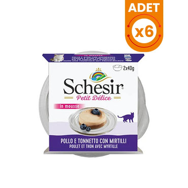 Schesir Delice Tavuklu Tuna Balıklı ve Yaban Mersinli Yetişkin Konserve Kedi Maması