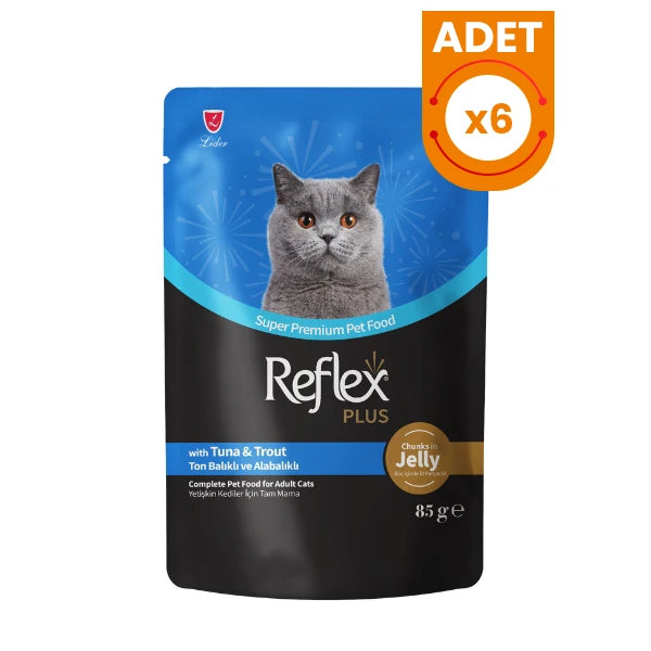 Reflex Plus Jöle İçinde Ton Balıklı ve Alabalıklı Pouch Yetişkin Konserve Kedi Maması