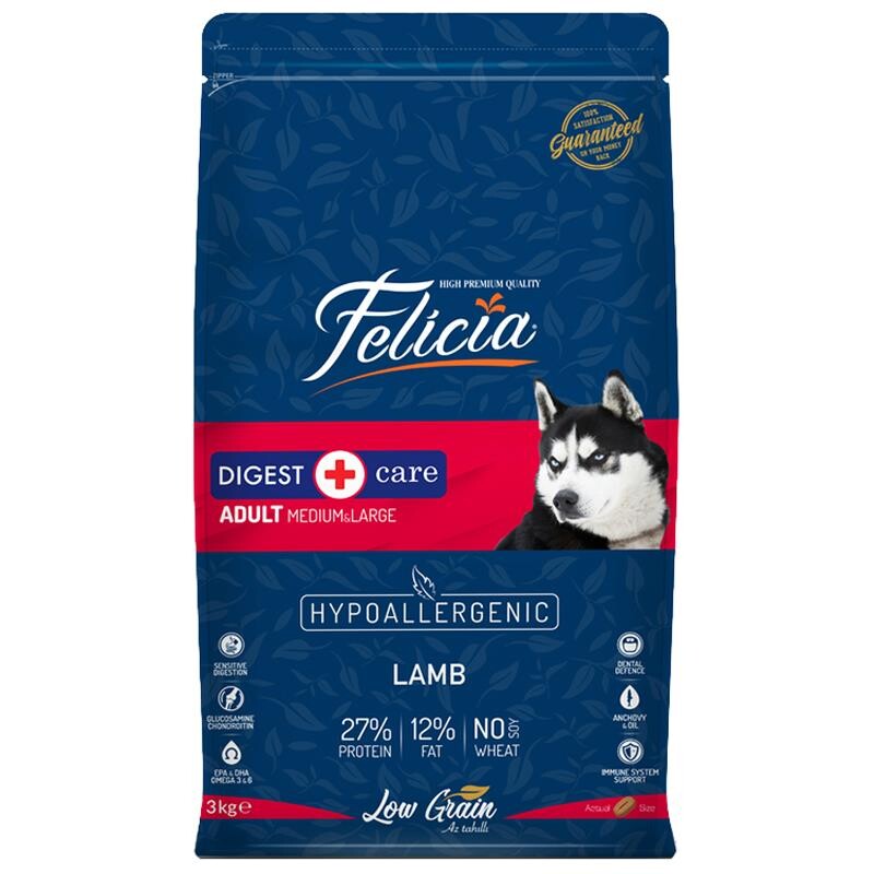 Felicia Kuzulu Pirinçli Yetişkin Düşük Tahıllı Hipoalerjenik Köpek Maması 3 KG  | SRC: Barcode: 8681299601240