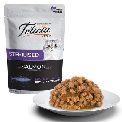 Felicia Pouch Kısırlaştırılmış Somonlu Tahılsız Yetişkin Kedi Konservesi 85 GR TEKLI  | SRC: Barcode: 8682631200084