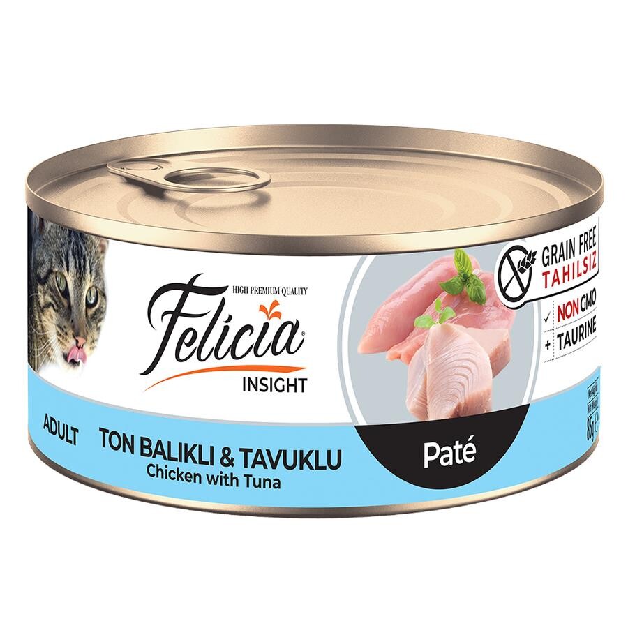 Felicia Tahılsız Kıyılmış Ton Balıklı Tavuklu Yetişkin Kedi Konservesi 85 GR  | SRC: Barcode: 8681299609123