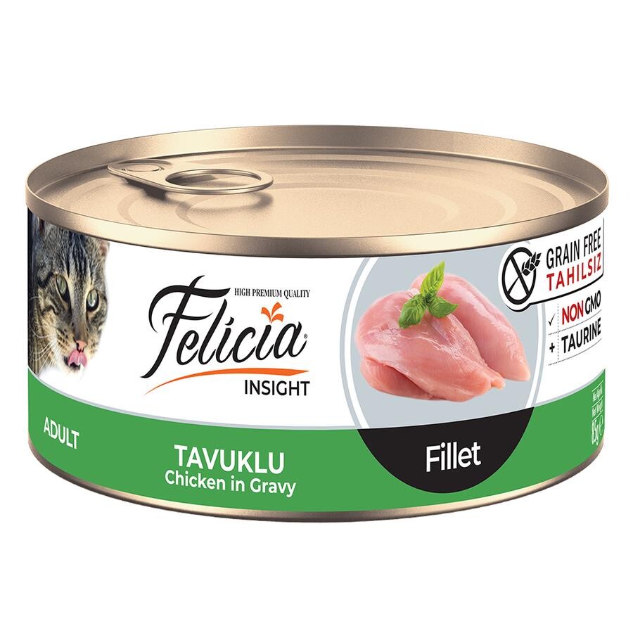 Felicia Tahılsız Parça Etli Tavuklu Yetişkin Kedi Konservesi 85 GR  | SRC: Barcode: 8681299609086
