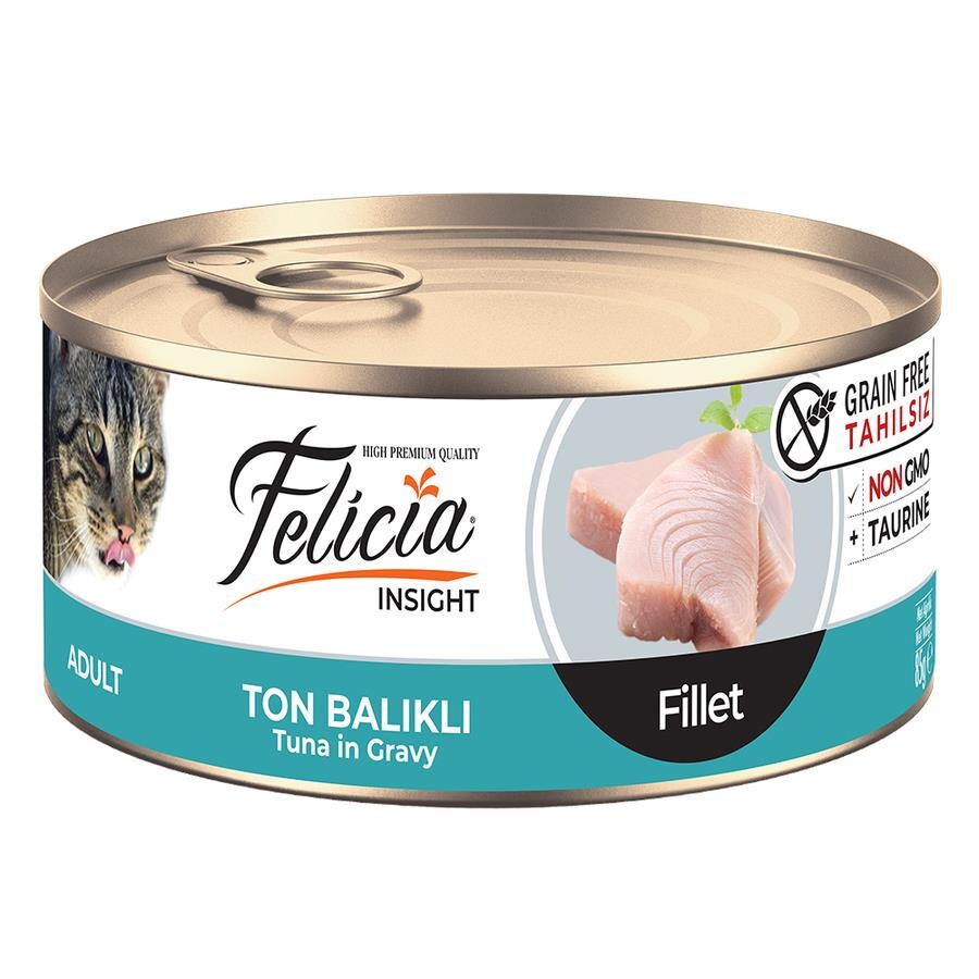 Felicia Tahılsız Parça Etli Ton Balıklı Yetişkin Kedi Konservesi 85 GR  | SRC: Barcode: 8681299609109