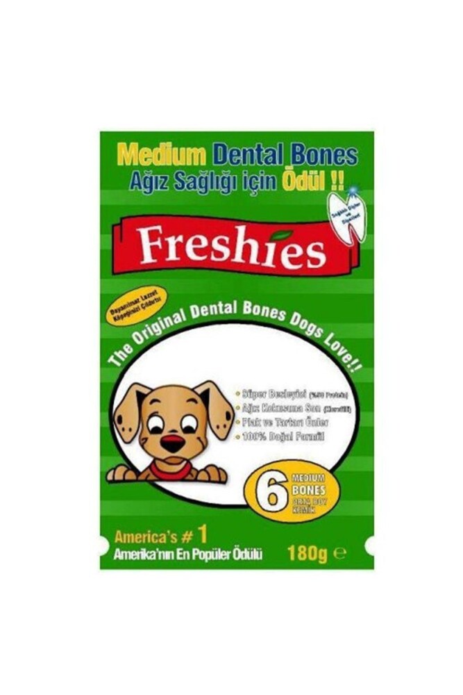 Freshy Ağız Kokusu Önleyici Kemik Köpek Ödülü 140 GR YEŞIL 7 ADET  | SRC: Barcode: 8698595910037