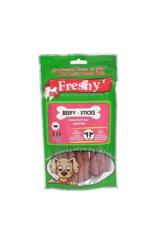 Freshy Beefy Sticks Gerçek Sığır Etli Köpek Ödül 10'LU  | SRC: Barcode: 8698595910273