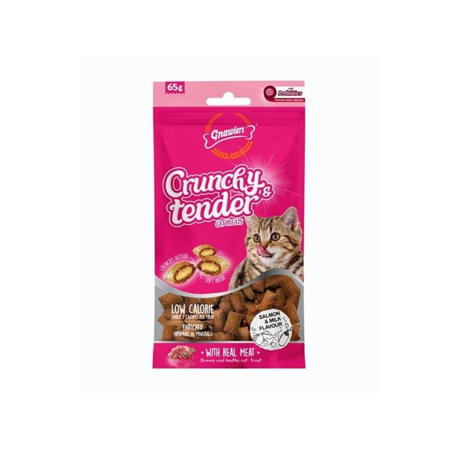 Gnawlers Crunchy Somonlu Ve Sütlü Prebiotik Destekli Kedi Ödül Maması 65GR  | SRC: Barcode: 6942133312084