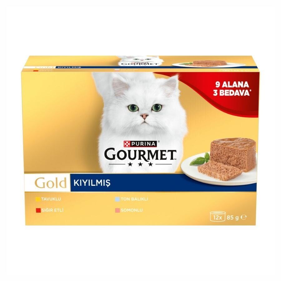 Gourmet Gold Kıyılmış Karışık Çeşitli Yetişkin Kedi Konservesi 12 Al 9 Öde 85 GR  | SRC: Barcode: 8445291929814