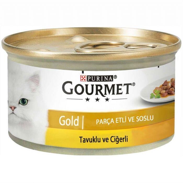 Gourmet Gold Parça Etli Ve Soslu Tavuk Ciğer Kedi Konservesi 85 GR TEKLI  | SRC: Barcode: 7613032814601