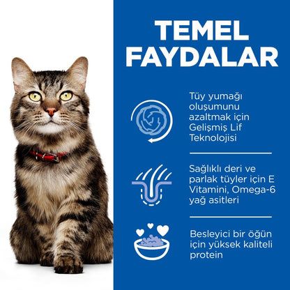 Hill's Science Plan Tüy Yumağı Önleyici Mükemmel Tüyler İçin Tavuklu Kedi Maması 1.5 KG  | SRC: Barcode: 052742069302